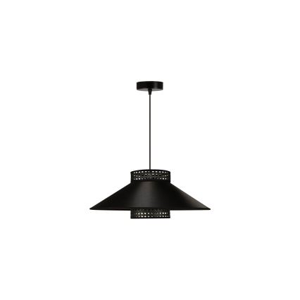 Duolla - Kattokruunu johdossa RIO RATTAN 1xE27/15W/230V halkaisija 45 cm musta/kulta