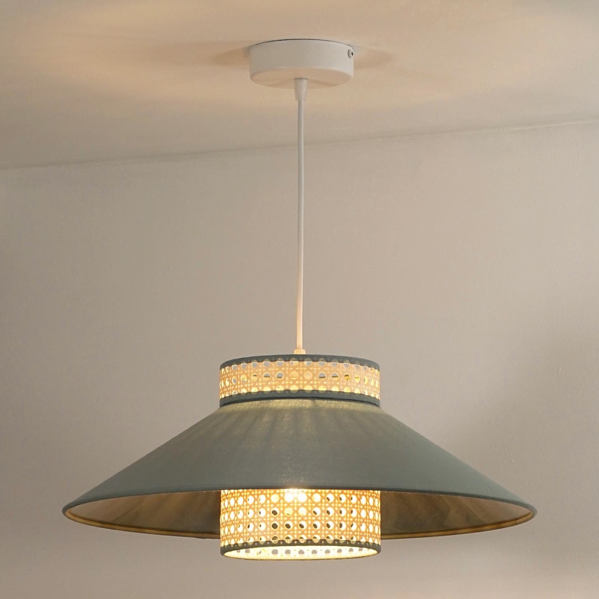 Duolla - Kattokruunu johdossa RIO RATTAN 1xE27/15W/230V halkaisija 45 cm vihreä/rottinki