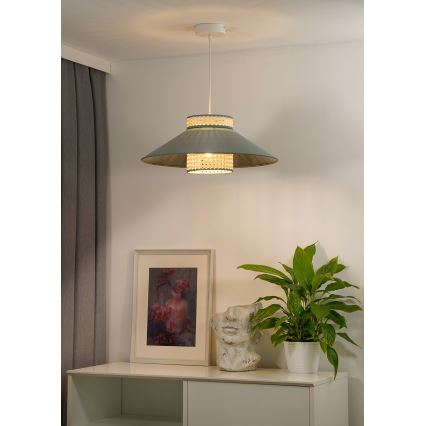 Duolla - Kattokruunu johdossa RIO RATTAN 1xE27/15W/230V halkaisija 45 cm vihreä/rottinki