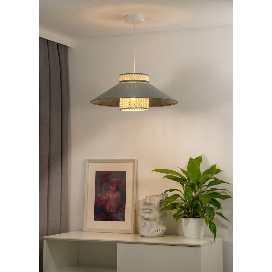 Duolla - Kattokruunu johdossa RIO RATTAN 1xE27/15W/230V halkaisija 45 cm vihreä/rottinki