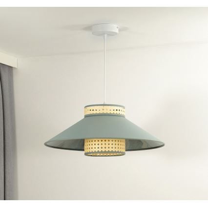 Duolla - Kattokruunu johdossa RIO RATTAN 1xE27/15W/230V halkaisija 45 cm vihreä/rottinki