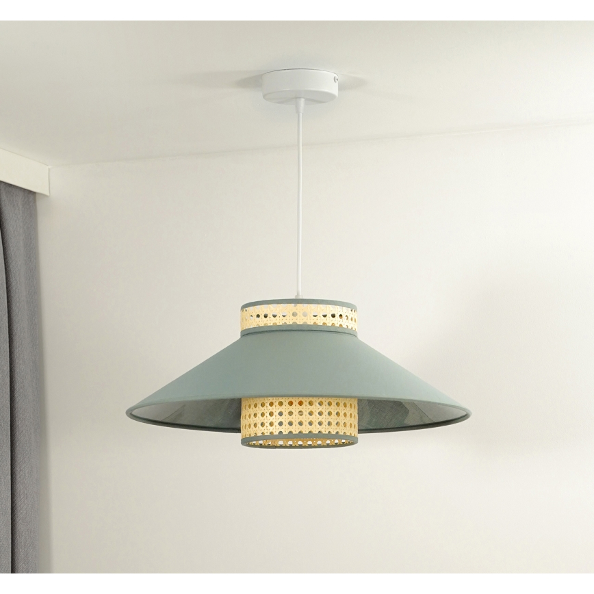 Duolla - Kattokruunu johdossa RIO RATTAN 1xE27/15W/230V halkaisija 45 cm vihreä/rottinki