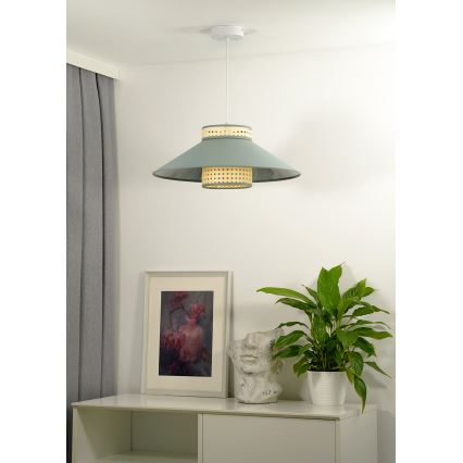 Duolla - Kattokruunu johdossa RIO RATTAN 1xE27/15W/230V halkaisija 45 cm vihreä/rottinki