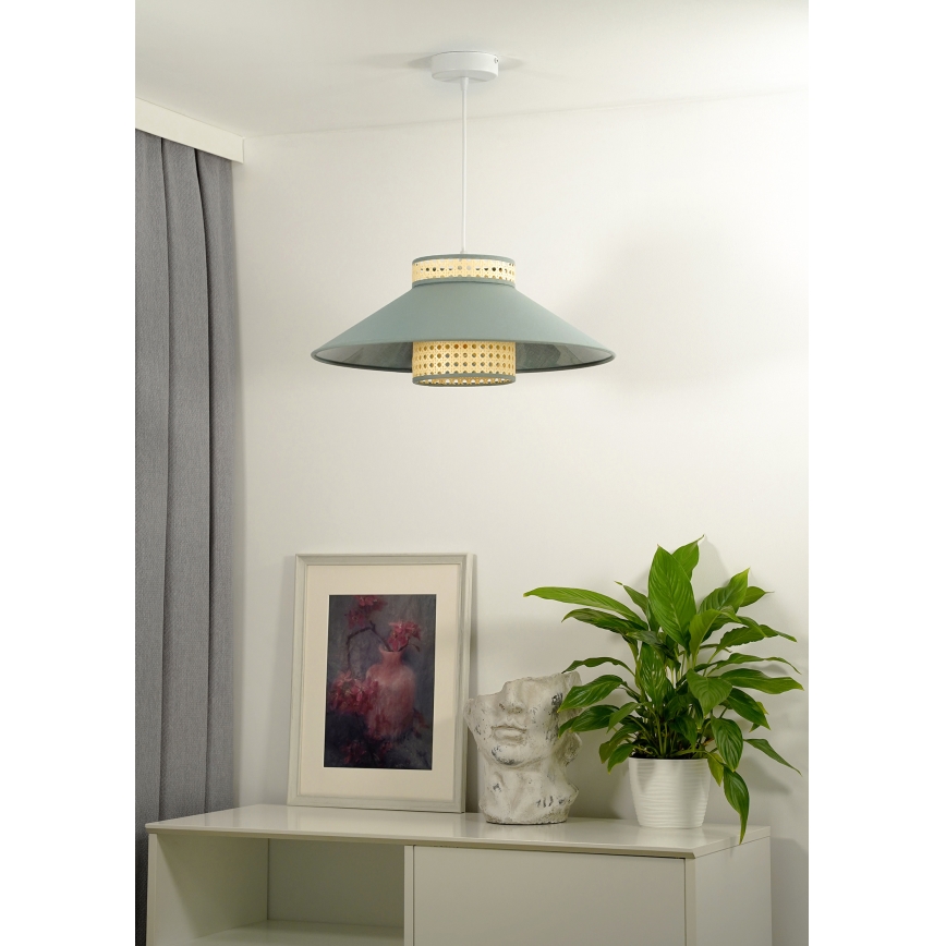 Duolla - Kattokruunu johdossa RIO RATTAN 1xE27/15W/230V halkaisija 45 cm vihreä/rottinki