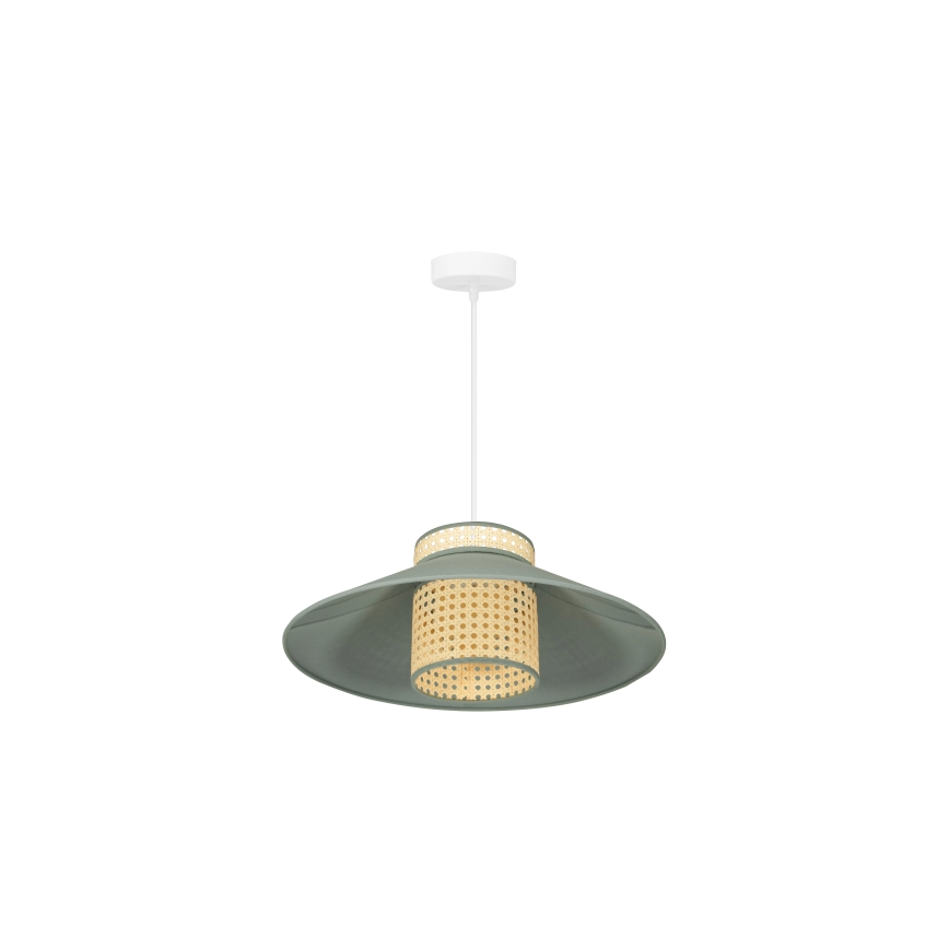 Duolla - Kattokruunu johdossa RIO RATTAN 1xE27/15W/230V halkaisija 45 cm vihreä/rottinki