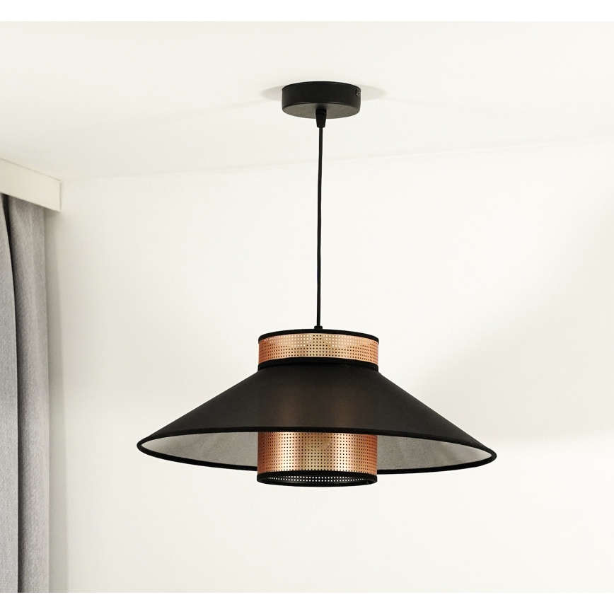 Duolla - Kattokruunu johdossa RIO SHINY 1xE27/15W/230V halkaisija 45 cm musta/kupari