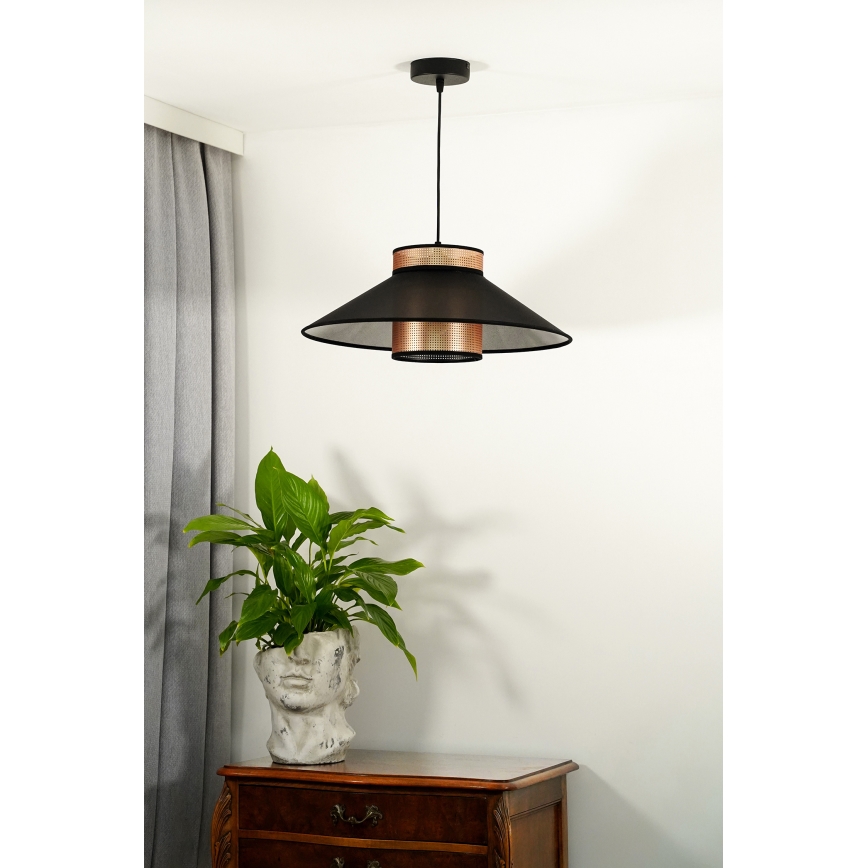 Duolla - Kattokruunu johdossa RIO SHINY 1xE27/15W/230V halkaisija 45 cm musta/kupari