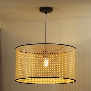 Duolla - Kattokruunu johdossa ROLLER 1xE27/15W/230V halkaisija 45 cm rottinki/musta