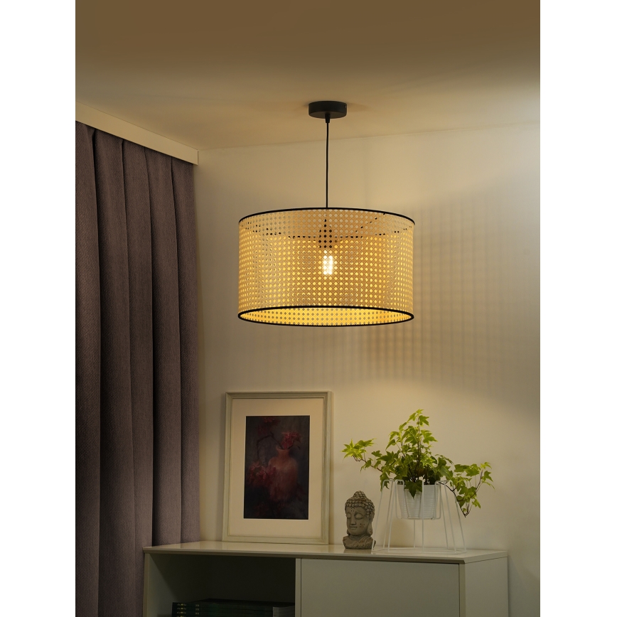 Duolla - Kattokruunu johdossa ROLLER 1xE27/15W/230V halkaisija 45 cm rottinki/musta