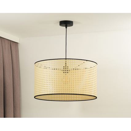 Duolla - Kattokruunu johdossa ROLLER 1xE27/15W/230V halkaisija 45 cm rottinki/musta