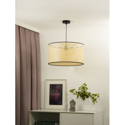 Duolla - Kattokruunu johdossa ROLLER 1xE27/15W/230V halkaisija 45 cm rottinki/musta