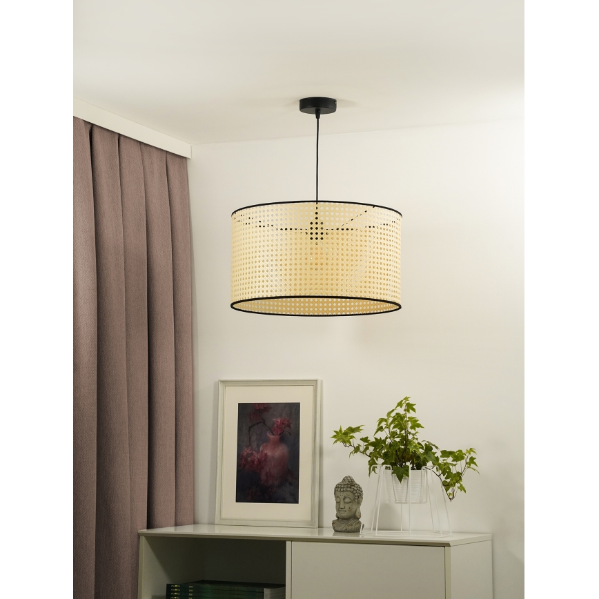 Duolla - Kattokruunu johdossa ROLLER 1xE27/15W/230V halkaisija 45 cm rottinki/musta