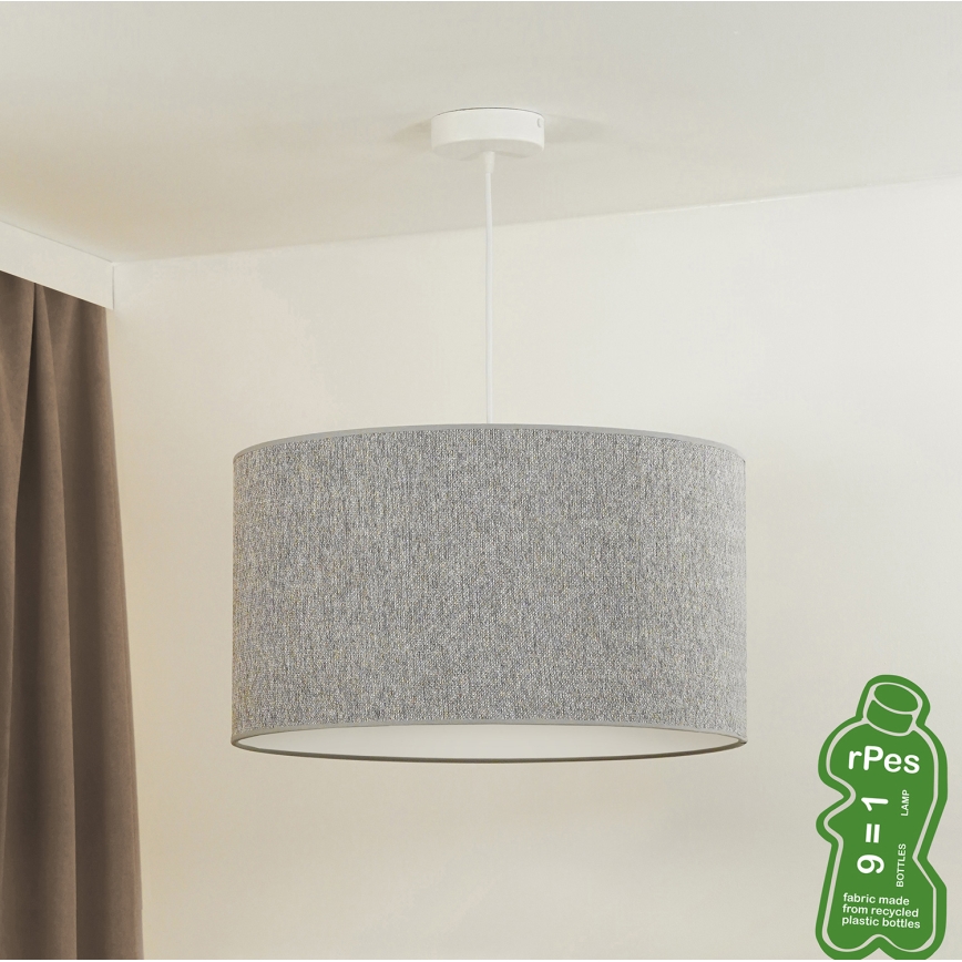Duolla - Kattokruunu johdossa ROLLER ECO RECYCLING 1xE27/15W/230V halkaisija 45 cm harmaa