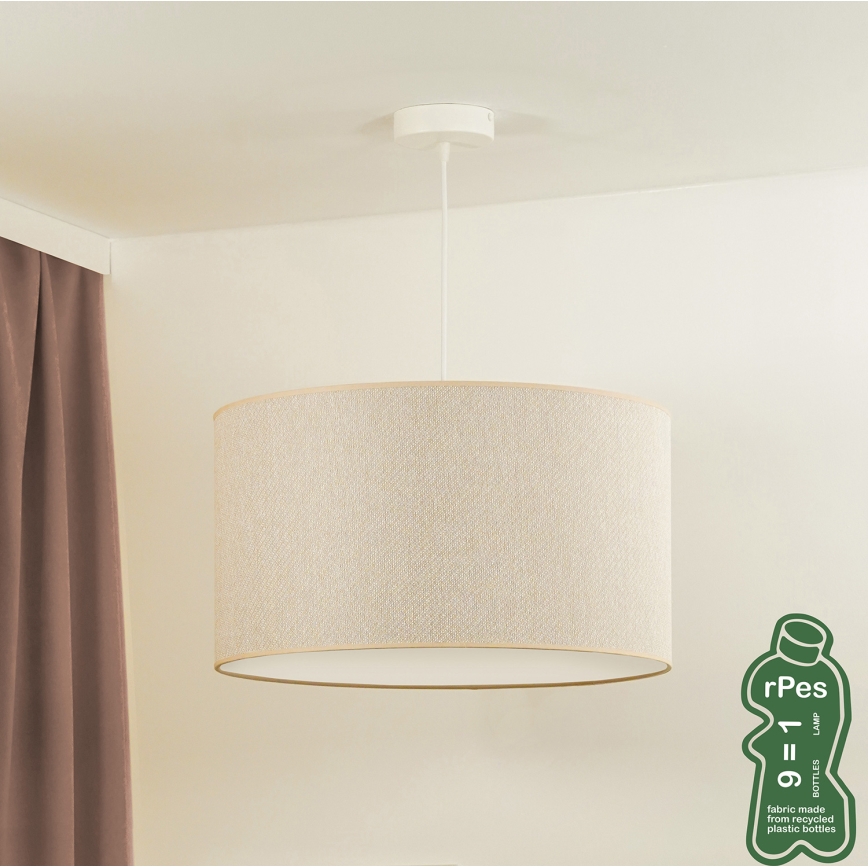 Duolla - Kattokruunu johdossa ROLLER ECO RECYCLING 1xE27/15W/230V halkaisija 45 cm kerma