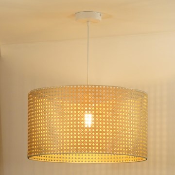 Duolla - Kattokruunu johdossa ROLLER RATTAN 1xE27/15W/230V halkaisija 45 cm beige