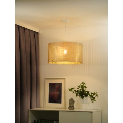 Duolla - Kattokruunu johdossa ROLLER RATTAN 1xE27/15W/230V halkaisija 45 cm beige