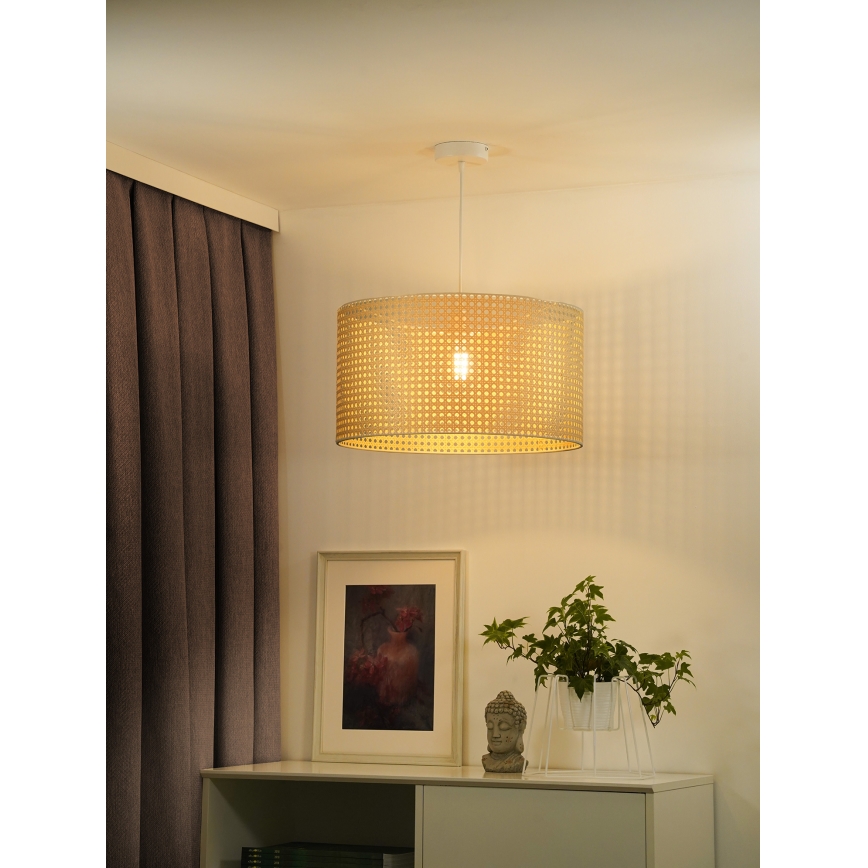 Duolla - Kattokruunu johdossa ROLLER RATTAN 1xE27/15W/230V halkaisija 45 cm beige