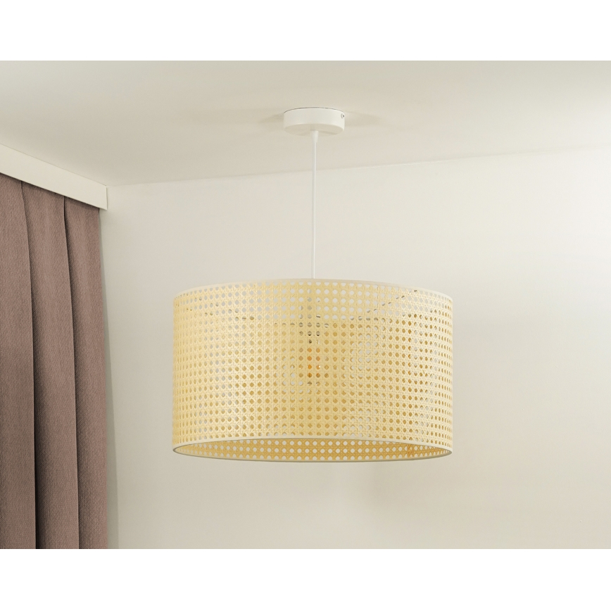 Duolla - Kattokruunu johdossa ROLLER RATTAN 1xE27/15W/230V halkaisija 45 cm beige