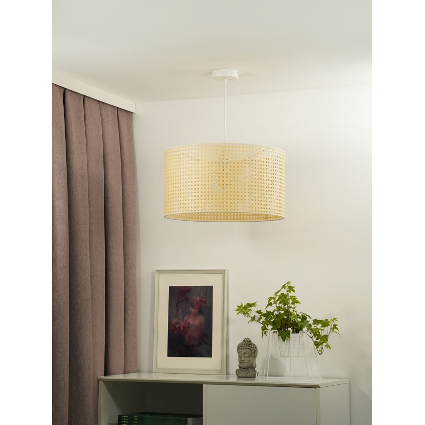 Duolla - Kattokruunu johdossa ROLLER RATTAN 1xE27/15W/230V halkaisija 45 cm beige