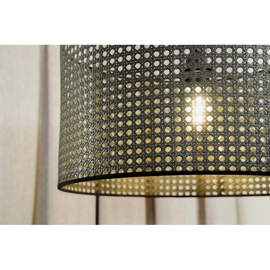 Duolla - Kattokruunu johdossa ROLLER RATTAN 1xE27/15W/230V halkaisija 45 cm musta
