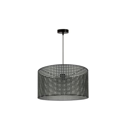 Duolla - Kattokruunu johdossa ROLLER RATTAN 1xE27/15W/230V halkaisija 45 cm musta