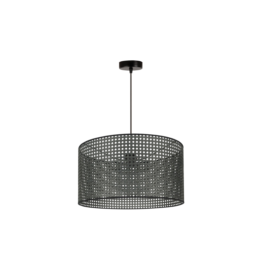 Duolla - Kattokruunu johdossa ROLLER RATTAN 1xE27/15W/230V halkaisija 45 cm musta