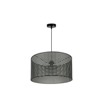 Duolla - Kattokruunu johdossa ROLLER RATTAN 1xE27/15W/230V halkaisija 45 cm musta