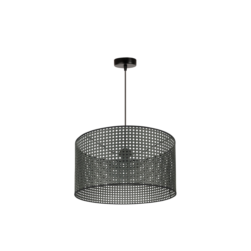 Duolla - Kattokruunu johdossa ROLLER RATTAN 1xE27/15W/230V halkaisija 45 cm musta
