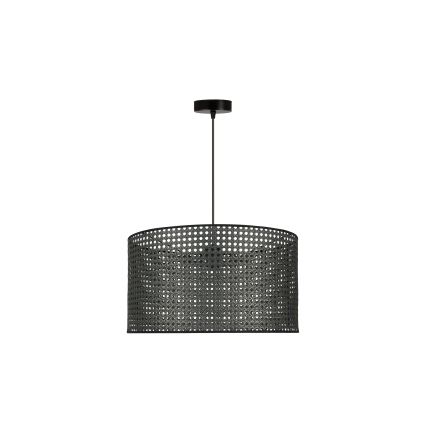Duolla - Kattokruunu johdossa ROLLER RATTAN 1xE27/15W/230V halkaisija 45 cm musta