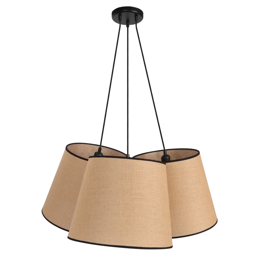 Duolla - Kattokruunu johdossa ROSSA 3xE27/15W/230V halkaisija 75 cm ruskea/musta
