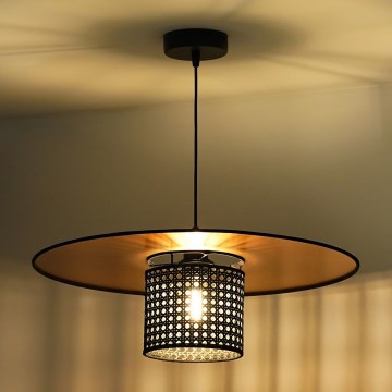 Duolla - Kattokruunu johdossa TOKYO RATTAN 1xE27/15W/230V halkaisija 50 cm kulta/musta