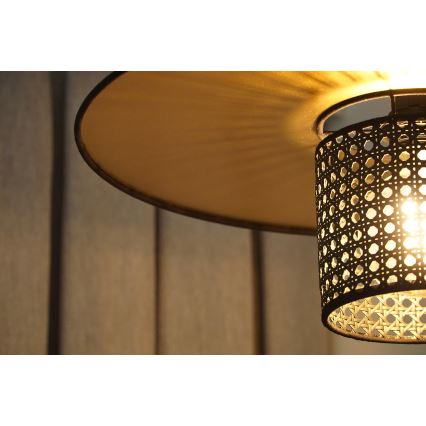 Duolla - Kattokruunu johdossa TOKYO RATTAN 1xE27/15W/230V halkaisija 50 cm kulta/musta