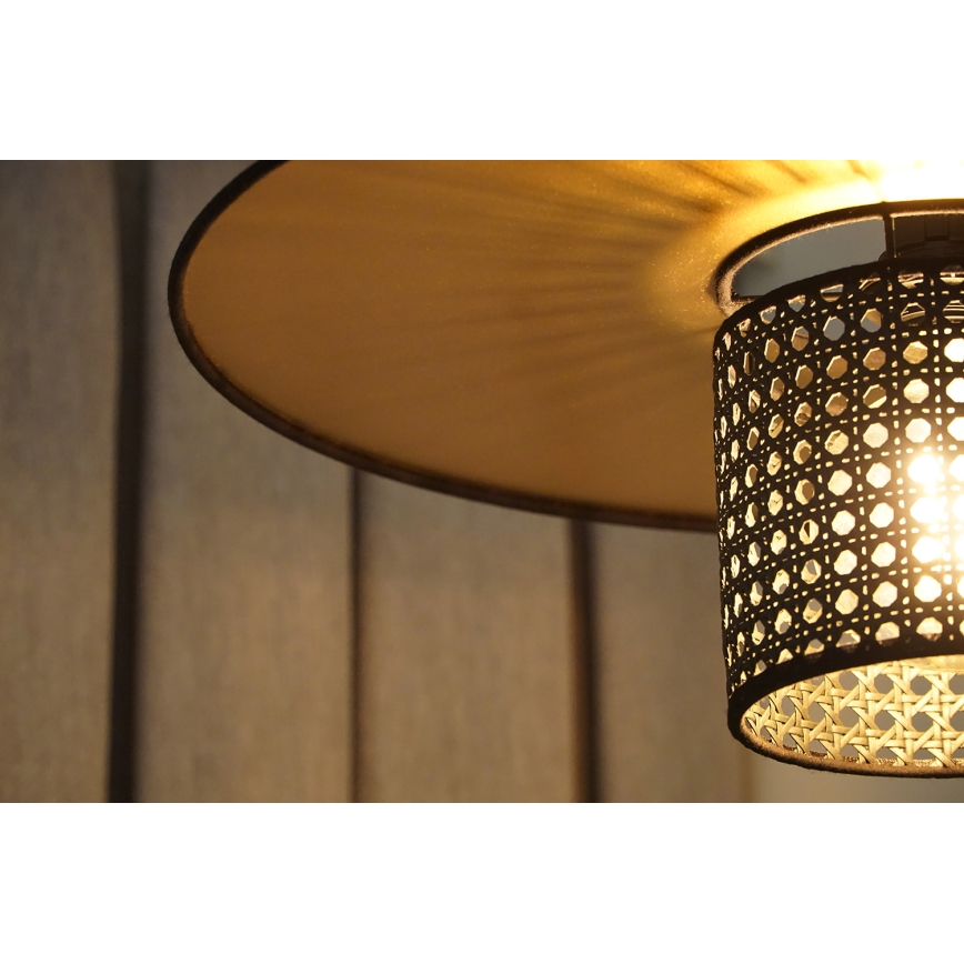 Duolla - Kattokruunu johdossa TOKYO RATTAN 1xE27/15W/230V halkaisija 50 cm kulta/musta