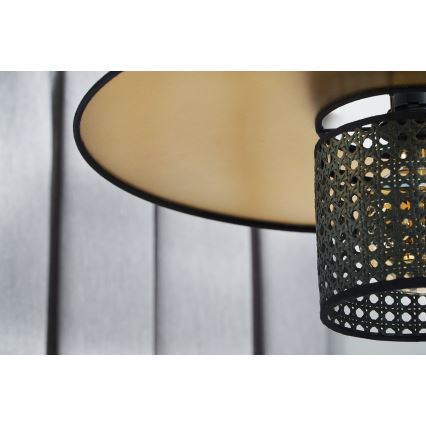 Duolla - Kattokruunu johdossa TOKYO RATTAN 1xE27/15W/230V halkaisija 50 cm kulta/musta