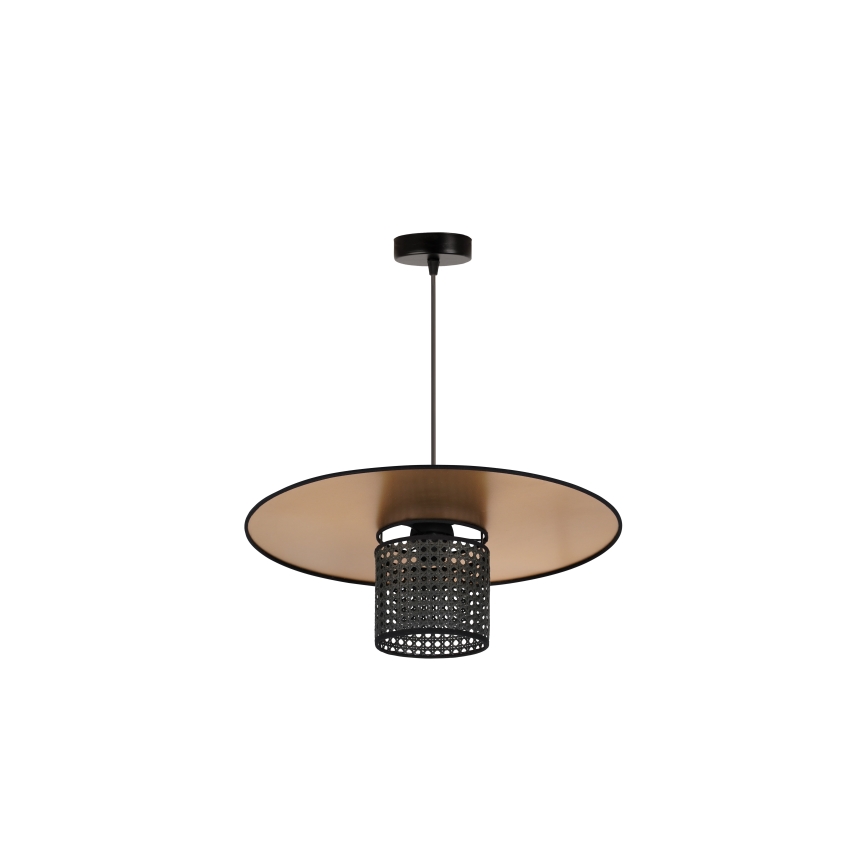 Duolla - Kattokruunu johdossa TOKYO RATTAN 1xE27/15W/230V halkaisija 50 cm kulta/musta