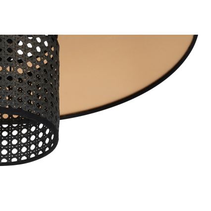 Duolla - Kattokruunu johdossa TOKYO RATTAN 1xE27/15W/230V halkaisija 50 cm kulta/musta