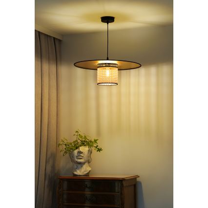 Duolla - Kattokruunu johdossa TOKYO RATTAN 1xE27/15W/230V halkaisija 50 cm kulta/rottinki