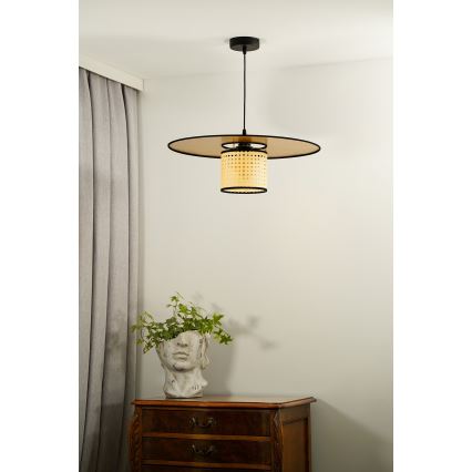Duolla - Kattokruunu johdossa TOKYO RATTAN 1xE27/15W/230V halkaisija 50 cm kulta/rottinki