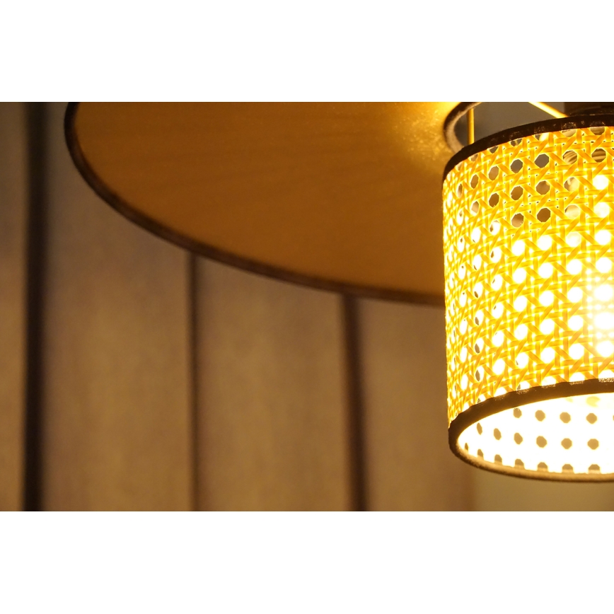 Duolla - Kattokruunu johdossa TOKYO RATTAN 1xE27/15W/230V halkaisija 50 cm kulta/rottinki
