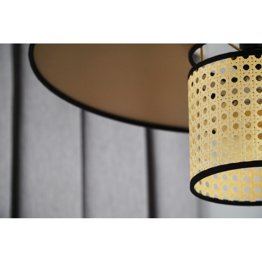 Duolla - Kattokruunu johdossa TOKYO RATTAN 1xE27/15W/230V halkaisija 50 cm kulta/rottinki