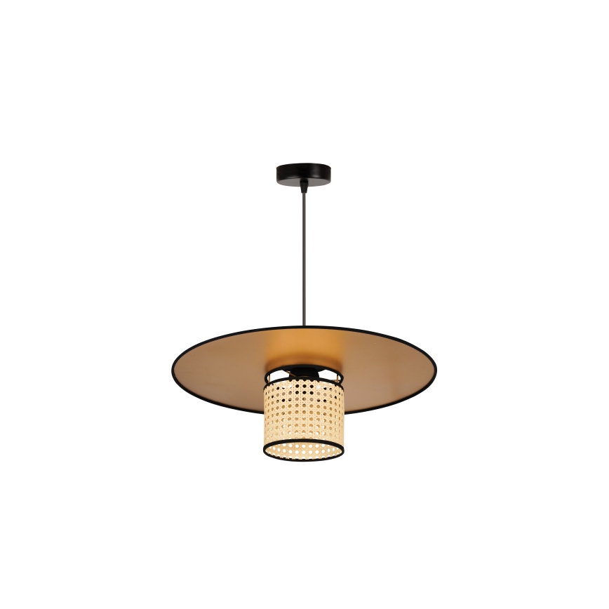 Duolla - Kattokruunu johdossa TOKYO RATTAN 1xE27/15W/230V halkaisija 50 cm kulta/rottinki