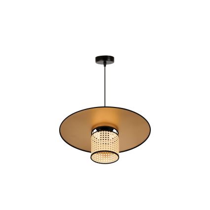 Duolla - Kattokruunu johdossa TOKYO RATTAN 1xE27/15W/230V halkaisija 50 cm kulta/rottinki
