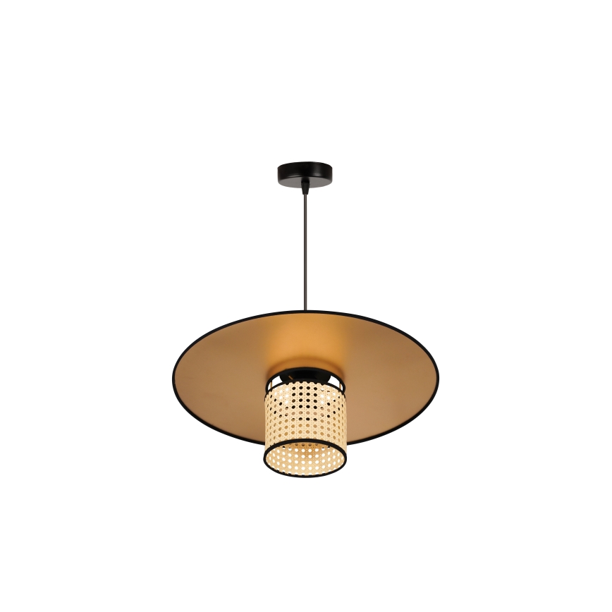 Duolla - Kattokruunu johdossa TOKYO RATTAN 1xE27/15W/230V halkaisija 50 cm kulta/rottinki