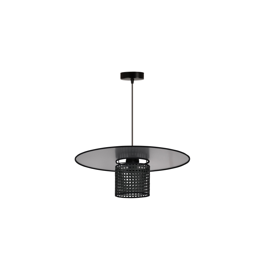 Duolla - Kattokruunu johdossa TOKYO RATTAN 1xE27/15W/230V halkaisija 50 cm musta/hopea