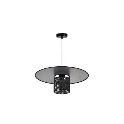 Duolla - Kattokruunu johdossa TOKYO RATTAN 1xE27/15W/230V halkaisija 50 cm musta/hopea
