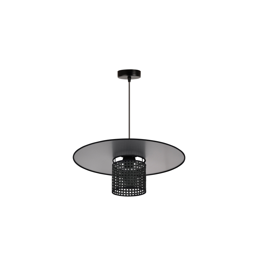 Duolla - Kattokruunu johdossa TOKYO RATTAN 1xE27/15W/230V halkaisija 50 cm musta/hopea