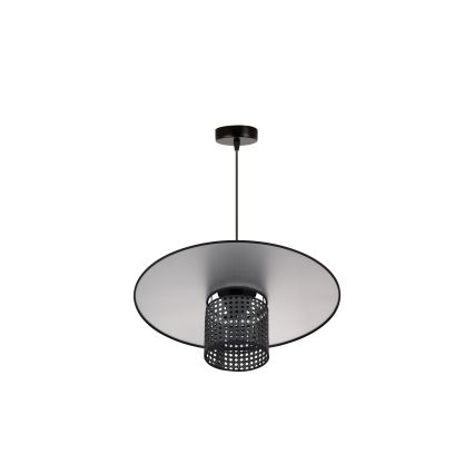 Duolla - Kattokruunu johdossa TOKYO RATTAN 1xE27/15W/230V halkaisija 50 cm musta/hopea