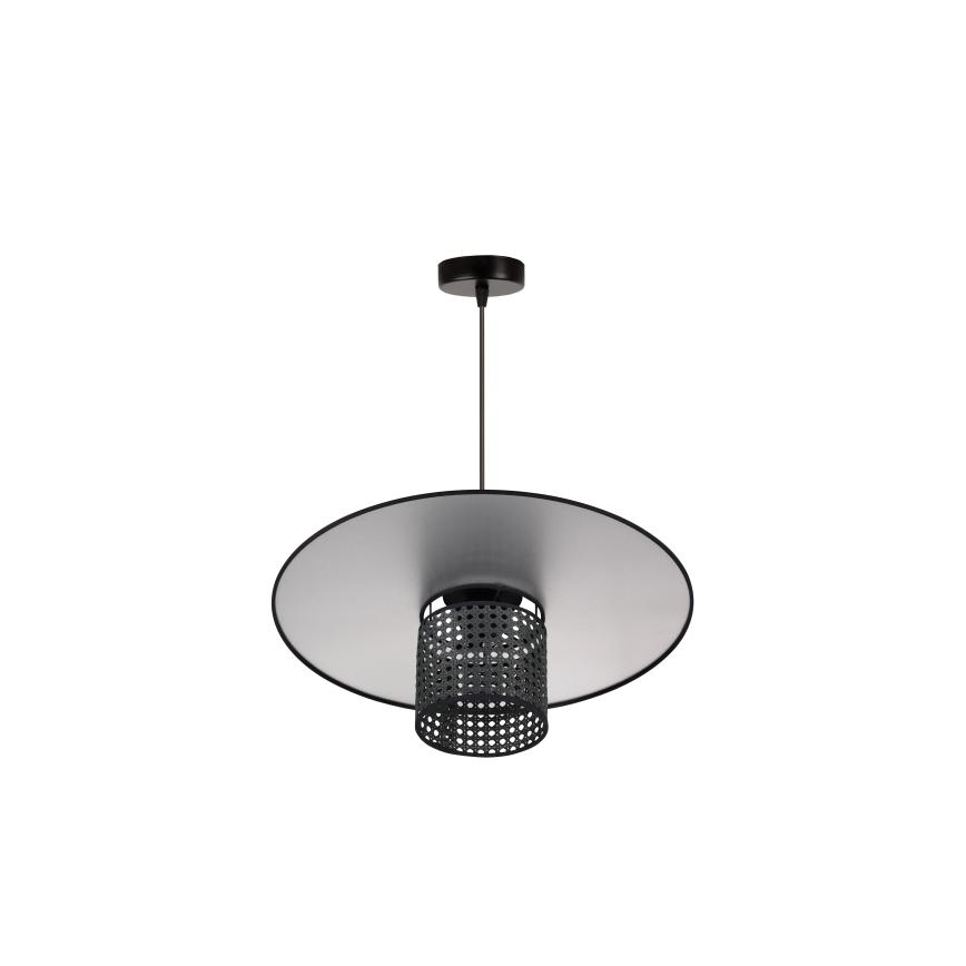 Duolla - Kattokruunu johdossa TOKYO RATTAN 1xE27/15W/230V halkaisija 50 cm musta/hopea