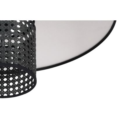Duolla - Kattokruunu johdossa TOKYO RATTAN 1xE27/15W/230V halkaisija 50 cm musta/hopea