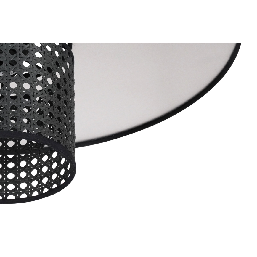 Duolla - Kattokruunu johdossa TOKYO RATTAN 1xE27/15W/230V halkaisija 50 cm musta/hopea